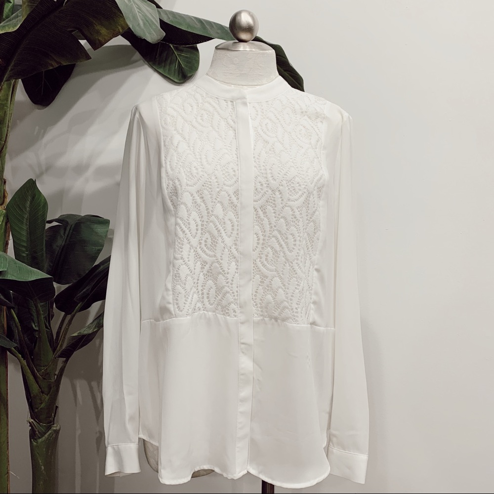 COPY - Lace Overlay Button Up Top